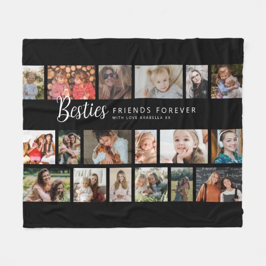 Custom Besties 18 Photo Collage Fleece Deken (Voorkant (Horizontaal))