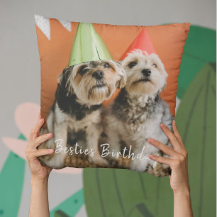 Custom Besties Foto Vrienden BFF Honden Huisdieren Kussen
