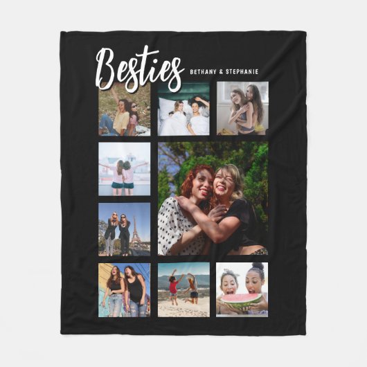 Custom Besties Photo Collage Fleece Deken (Voorkant)