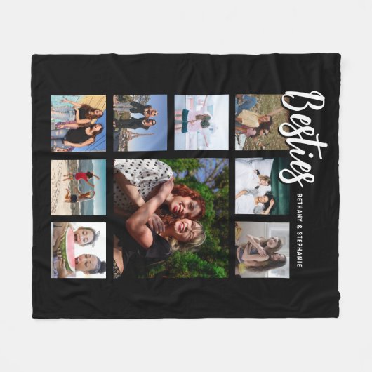 Custom Besties Photo Collage Fleece Deken (Voorkant (Horizontaal))