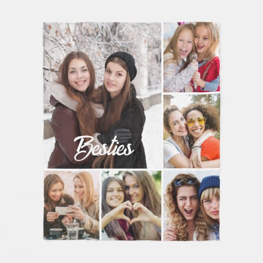 Custom "Besties" Photo Collage  Fleece Deken (Voorkant)