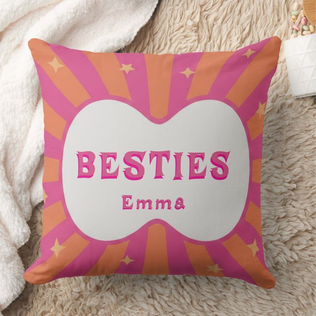 Custom "Besties" Sunburst Personalized Pillow – Em Kussen (Creator heeft geüpload)