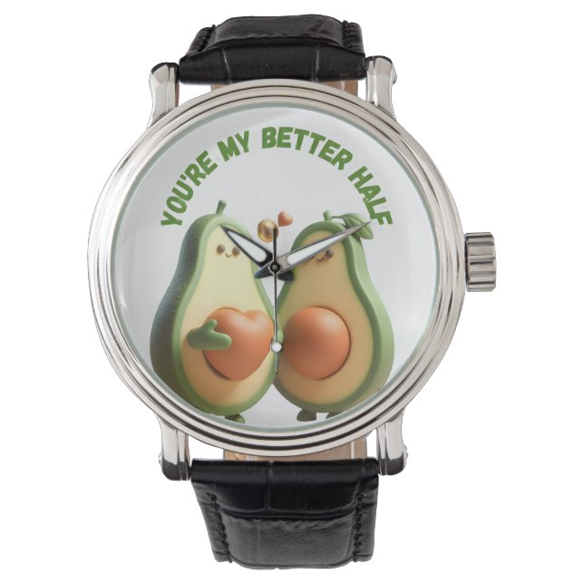 Custom Better Half Avocado Propose Day Gift Horloge (Voorkant)