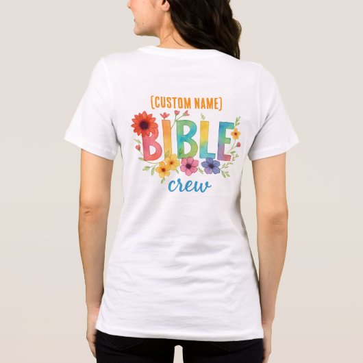 Custom Bible Crew - Rainbow Floral Christian Team Tri-Blend Shirt (Achterkant)