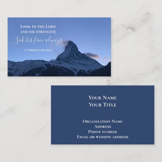 Custom Bible Verse Swiss Alps Photo Template Visitekaartje (Voorkant / Achterkant)