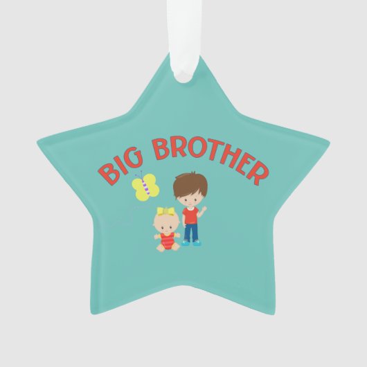 Custom Big Brother met Baby Sister Star Ornament (voorkant)