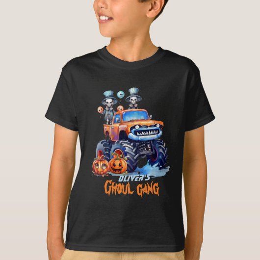 Custom Bijpassende Ghoul Gang Monster Truck Hallow T-shirt (Voorkant)