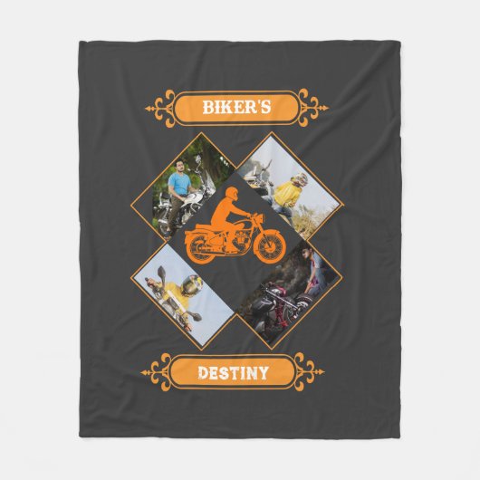 Custom Biker Photo Collage Fleece Deken (Voorkant)