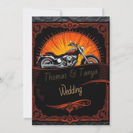 Custom Biker Wedding Invitation Kaart (Voorkant)