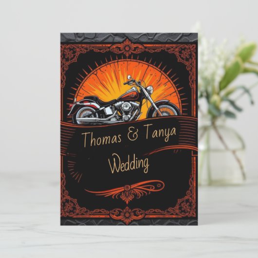 Custom Biker Wedding Invitation Kaart (Staand voorkant)