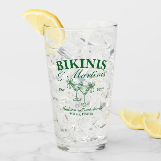 Custom Bikinis and Martinis Bachelorette Party Glas (Voorkant ijs)