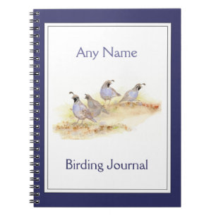 Custom Birding Journal Waterverf California Quail Notitieboek