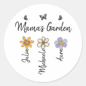 Custom Birth Flower Mug Names, Mama's Garden Gift Ronde Sticker (Voorkant)