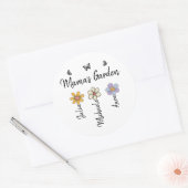 Custom Birth Flower Mug Names, Mama's Garden Gift Ronde Sticker (Envelop)