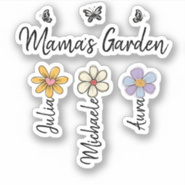 Custom Birth Flower Mug Names, Mama's Garden Gift Sticker
