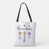 Custom Birth Flower Mug Names, Mama's Garden Gift Tote Bag (Achterkant)
