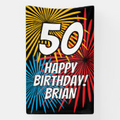 Custom Birthday banner with fireworks display (Verticaal)