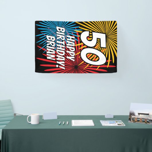 Custom Birthday banner with fireworks display (Beurs)