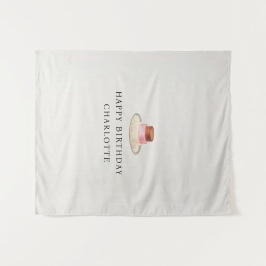 Custom Birthday Cake Name Flag Fabric Banner  Wandkleed (Voorkant (horizontaal))