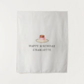 Custom Birthday Cake Name Flag Fabric Banner  Wandkleed (Voorkant)