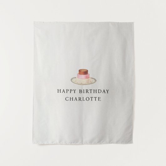Custom Birthday Cake Name Flag Fabric Banner  Wandkleed (Voorkant)