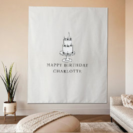 Custom Birthday Cake Name Flag Fabric Banner  Wandkleed
