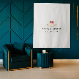 Custom Birthday Cake Name Flag Fabric Banner  Wandkleed