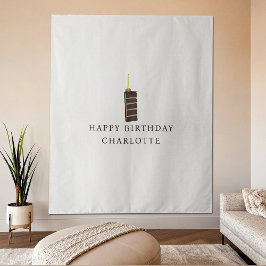 Custom Birthday Cake Name Flag Fabric Banner  Wandkleed