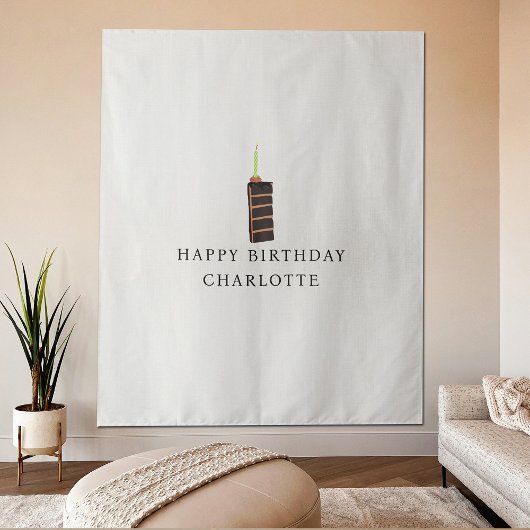 Custom Birthday Cake Name Flag Fabric Banner  Wandkleed
