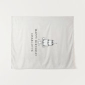 Custom Birthday Cake Name Flag Fabric Banner  Wandkleed (Voorkant (horizontaal))