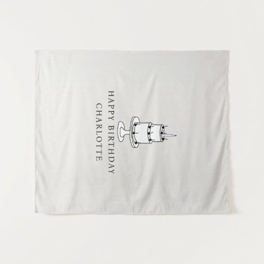 Custom Birthday Cake Name Flag Fabric Banner  Wandkleed (Voorkant (horizontaal))