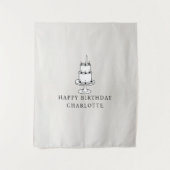 Custom Birthday Cake Name Flag Fabric Banner  Wandkleed (Voorkant)