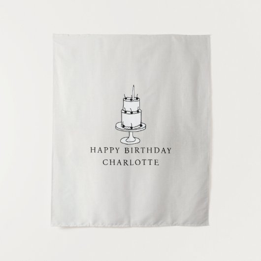 Custom Birthday Cake Name Flag Fabric Banner  Wandkleed (Voorkant)