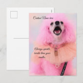 Custom Birthday Card, Pink Toy Poodle, Mozzarella Feestdagenkaart (Voorkant / Achterkant)