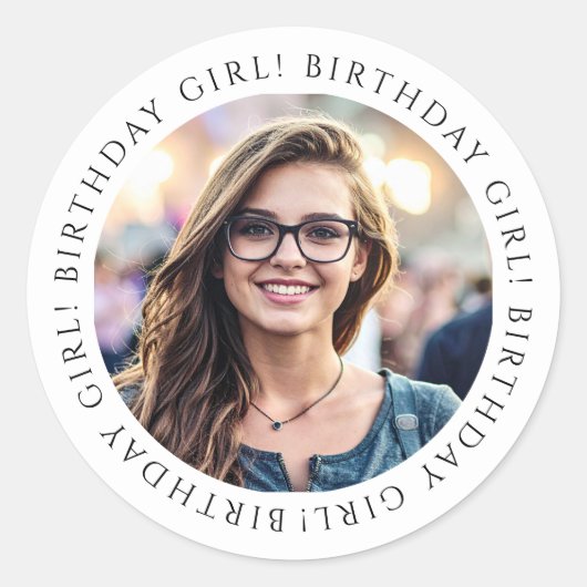 Custom Birthday Girl Photo Envelope Seal Sticker  (Voorkant)