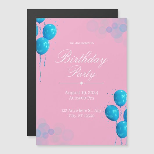 Custom Birthday Invitation Card Magnetische Uitnodiging (Voorkant / Achterkant)