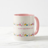 Custom Birthday Mug – Cream Confetti & Cake Doodle Mok (Voorkant rechts)