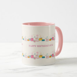 Custom Birthday Mug – Cream Confetti & Cake Doodle Mok