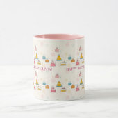 Custom Birthday Mug – Floating Cakes & Confetti Mok (Midden)