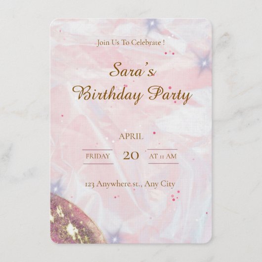 Custom Birthday Party Invitation Kaart (Voorkant)