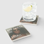 Custom Birthday Party Magazine Hoesje Cheers Stenen Onderzetter (Zijkant)