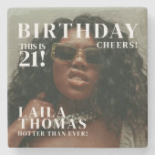 Custom Birthday Party Magazine Hoesje Cheers Stenen Onderzetter (Voorkant)