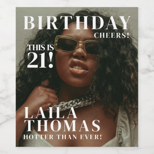 Custom Birthday Party Magazine Hoesje Cheers Wijn Etiket (Enkel label)