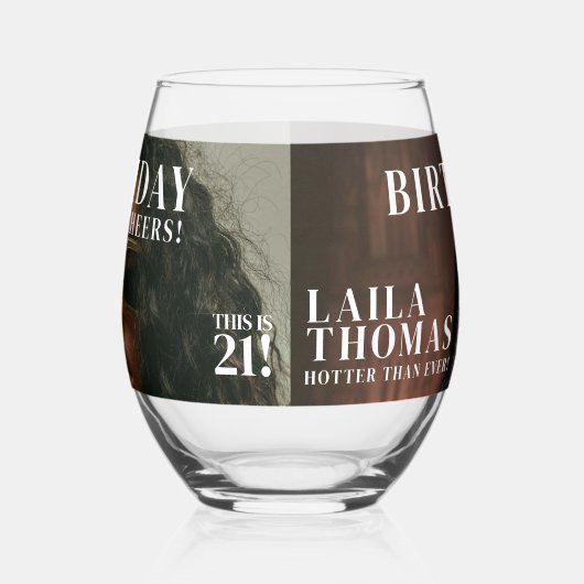 Custom Birthday Party Magazine Hoesje Cheers Wijnglas Zonder Voet (Links)