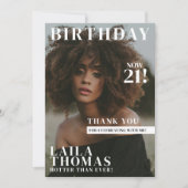 Custom Birthday Party Magazine Hoesje Foto's Bedankkaart (Voorkant)