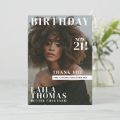 Custom Birthday Party Magazine Hoesje Foto's Bedankkaart (Staand voorkant)