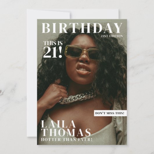 Custom Birthday Party Magazine Hoesje Foto's Kaart (Voorkant)