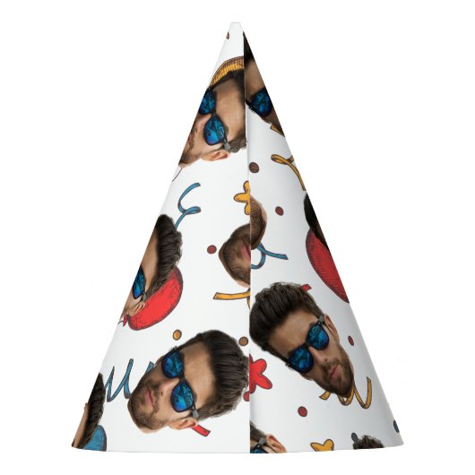 Custom Birthday, Photo, Face, Pattern, Party Decor Feesthoedjes (Achterkant)