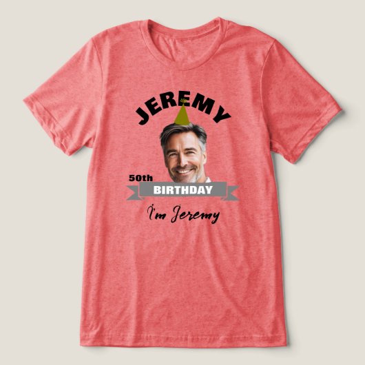 Custom Birthday Shirt with Name, Year & Photo (Design voorkant)