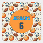 Custom Birthday Sports Theme Stickers (Voorkant)